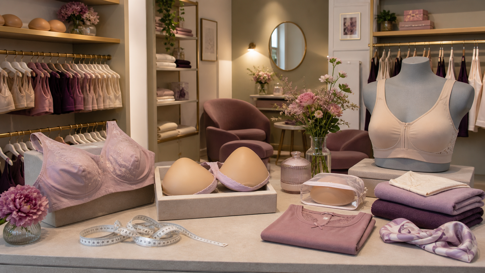 Premium private fitting boutique with breast forms and post-surgery bras