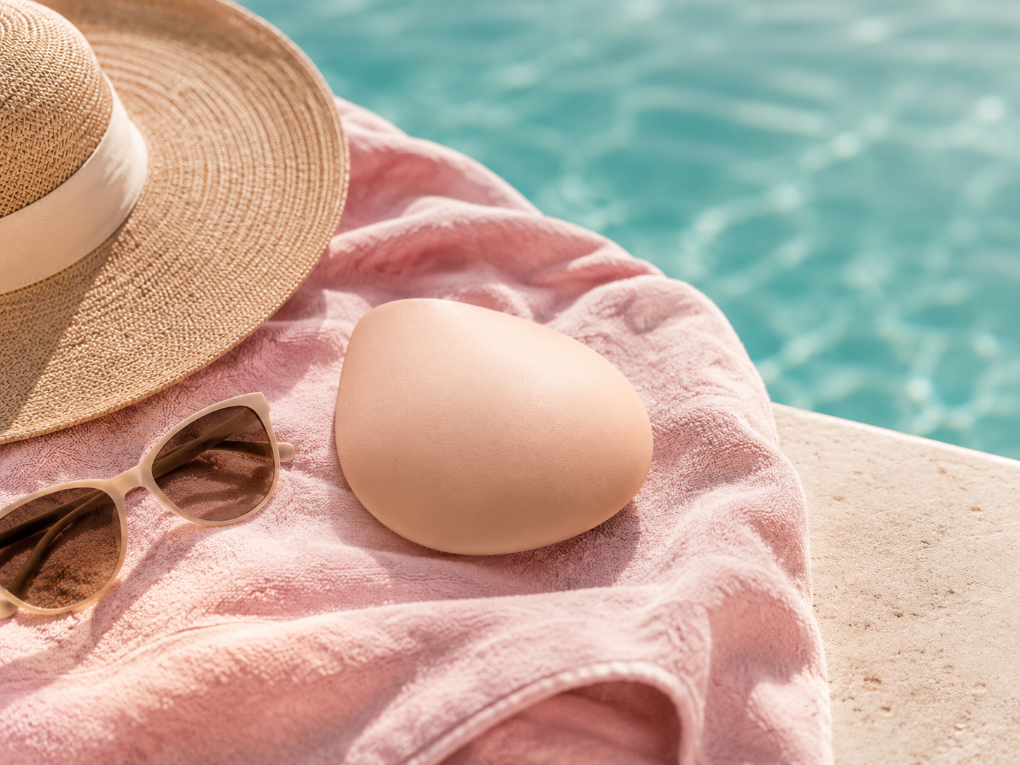 Pocketed swimwear and breast form by water